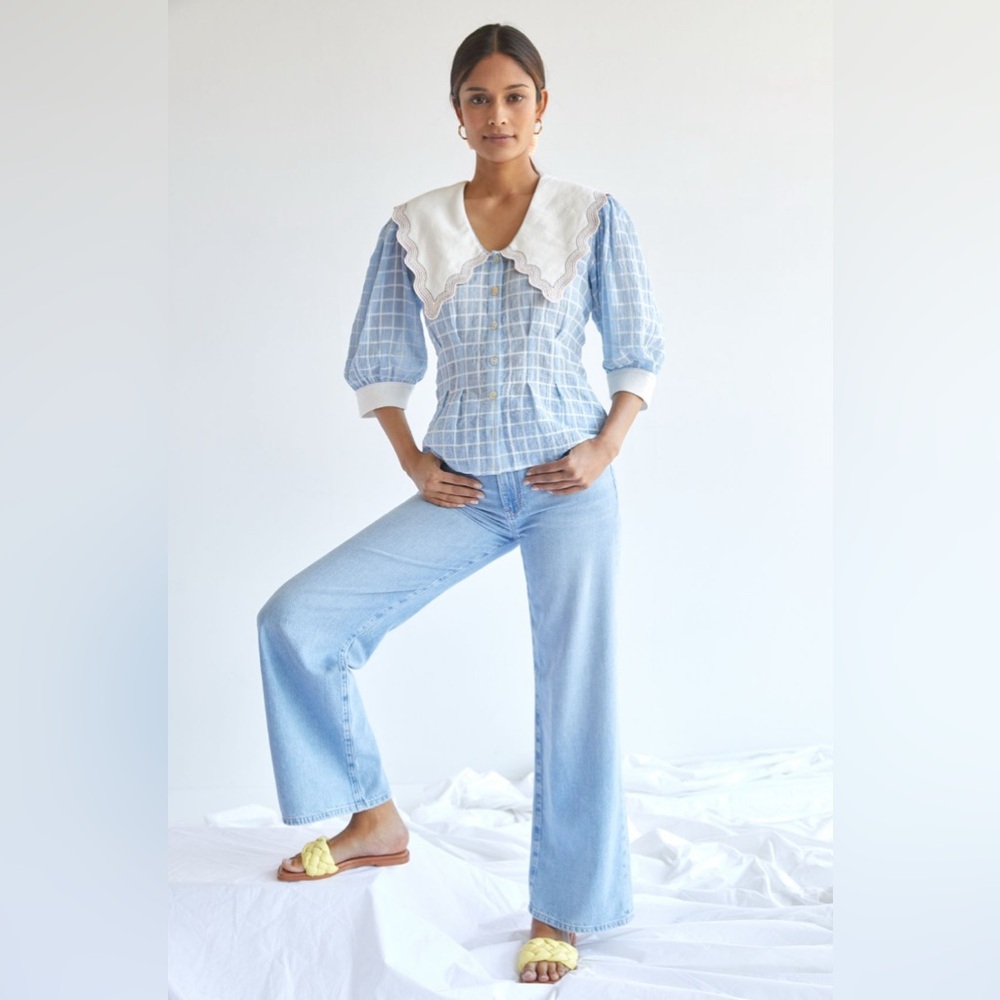 Tracy Reese Blue and White Button Down Shirt